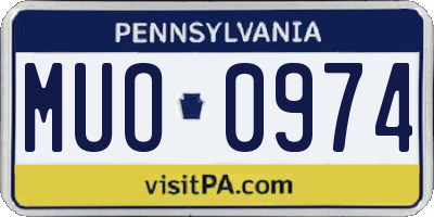 PA license plate MUO0974