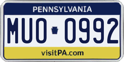 PA license plate MUO0992