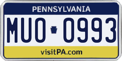 PA license plate MUO0993