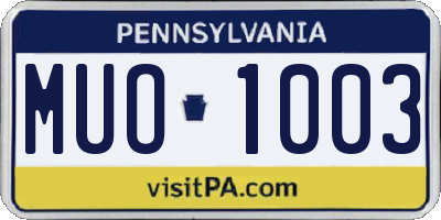 PA license plate MUO1003