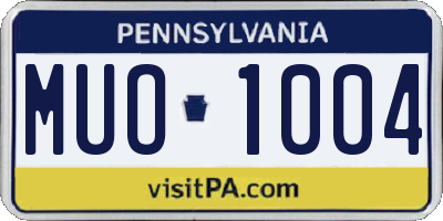 PA license plate MUO1004
