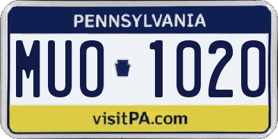 PA license plate MUO1020