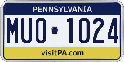 PA license plate MUO1024