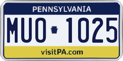 PA license plate MUO1025
