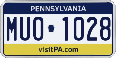 PA license plate MUO1028