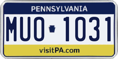 PA license plate MUO1031
