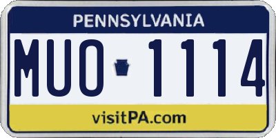 PA license plate MUO1114