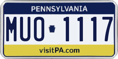 PA license plate MUO1117