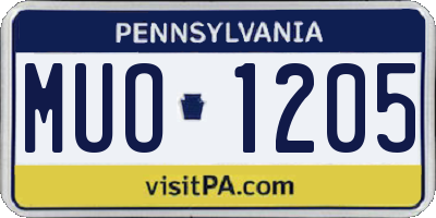 PA license plate MUO1205