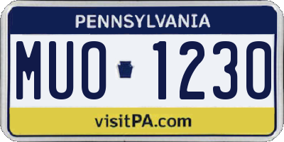 PA license plate MUO1230