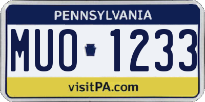 PA license plate MUO1233