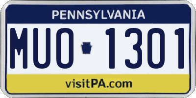 PA license plate MUO1301