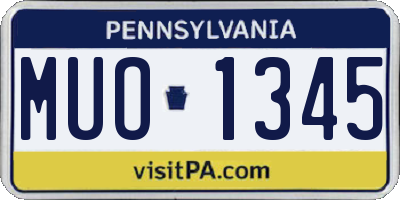 PA license plate MUO1345
