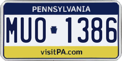 PA license plate MUO1386