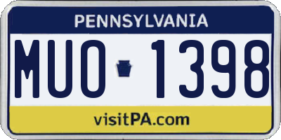 PA license plate MUO1398