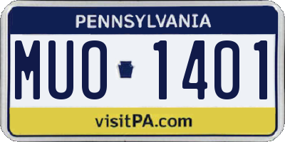 PA license plate MUO1401