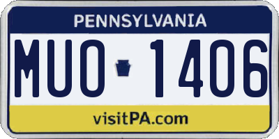 PA license plate MUO1406