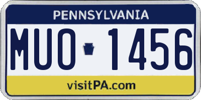 PA license plate MUO1456