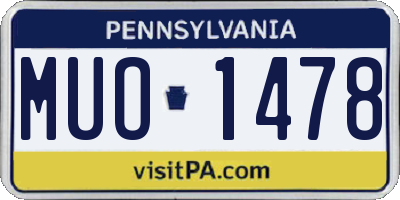 PA license plate MUO1478