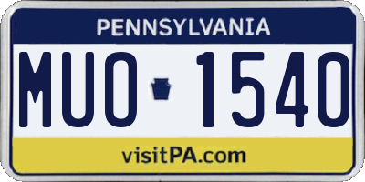 PA license plate MUO1540