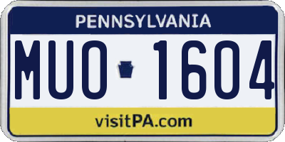 PA license plate MUO1604