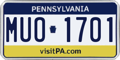 PA license plate MUO1701