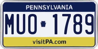 PA license plate MUO1789