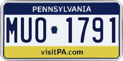 PA license plate MUO1791