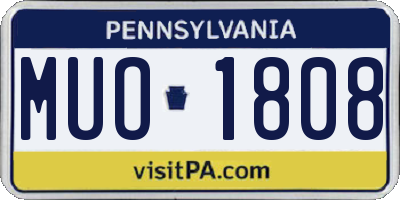 PA license plate MUO1808