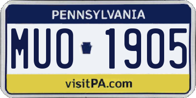 PA license plate MUO1905