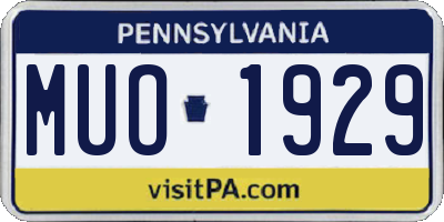 PA license plate MUO1929
