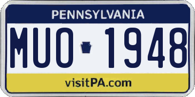 PA license plate MUO1948