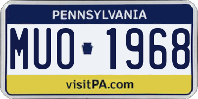 PA license plate MUO1968