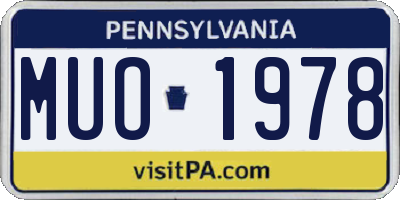 PA license plate MUO1978
