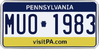 PA license plate MUO1983