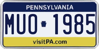 PA license plate MUO1985