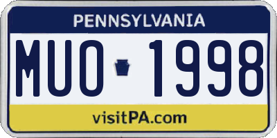 PA license plate MUO1998