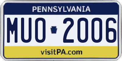 PA license plate MUO2006