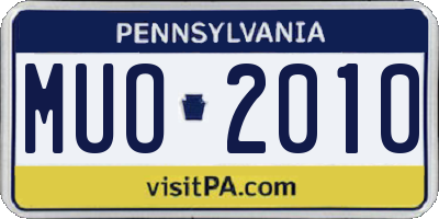 PA license plate MUO2010