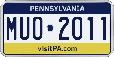 PA license plate MUO2011