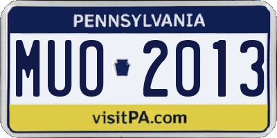 PA license plate MUO2013