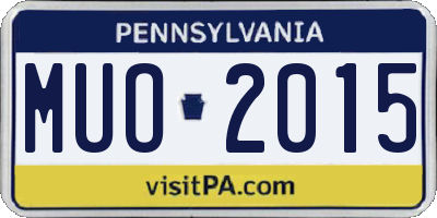 PA license plate MUO2015