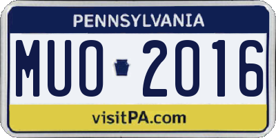 PA license plate MUO2016