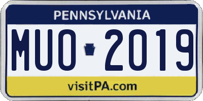 PA license plate MUO2019