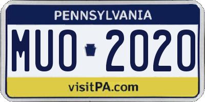 PA license plate MUO2020