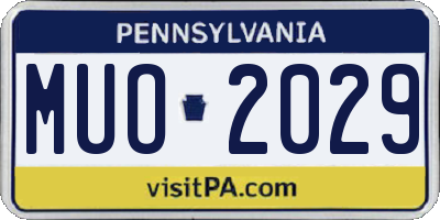 PA license plate MUO2029