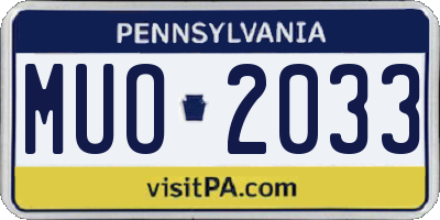 PA license plate MUO2033