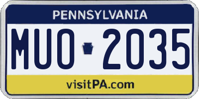 PA license plate MUO2035