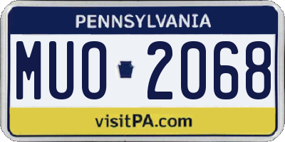 PA license plate MUO2068