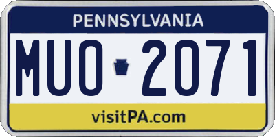 PA license plate MUO2071